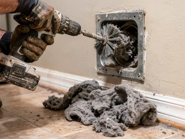Certified Hollywood Dryer Vent Cleaning technician performing dryer vent cleaning in Hollywood